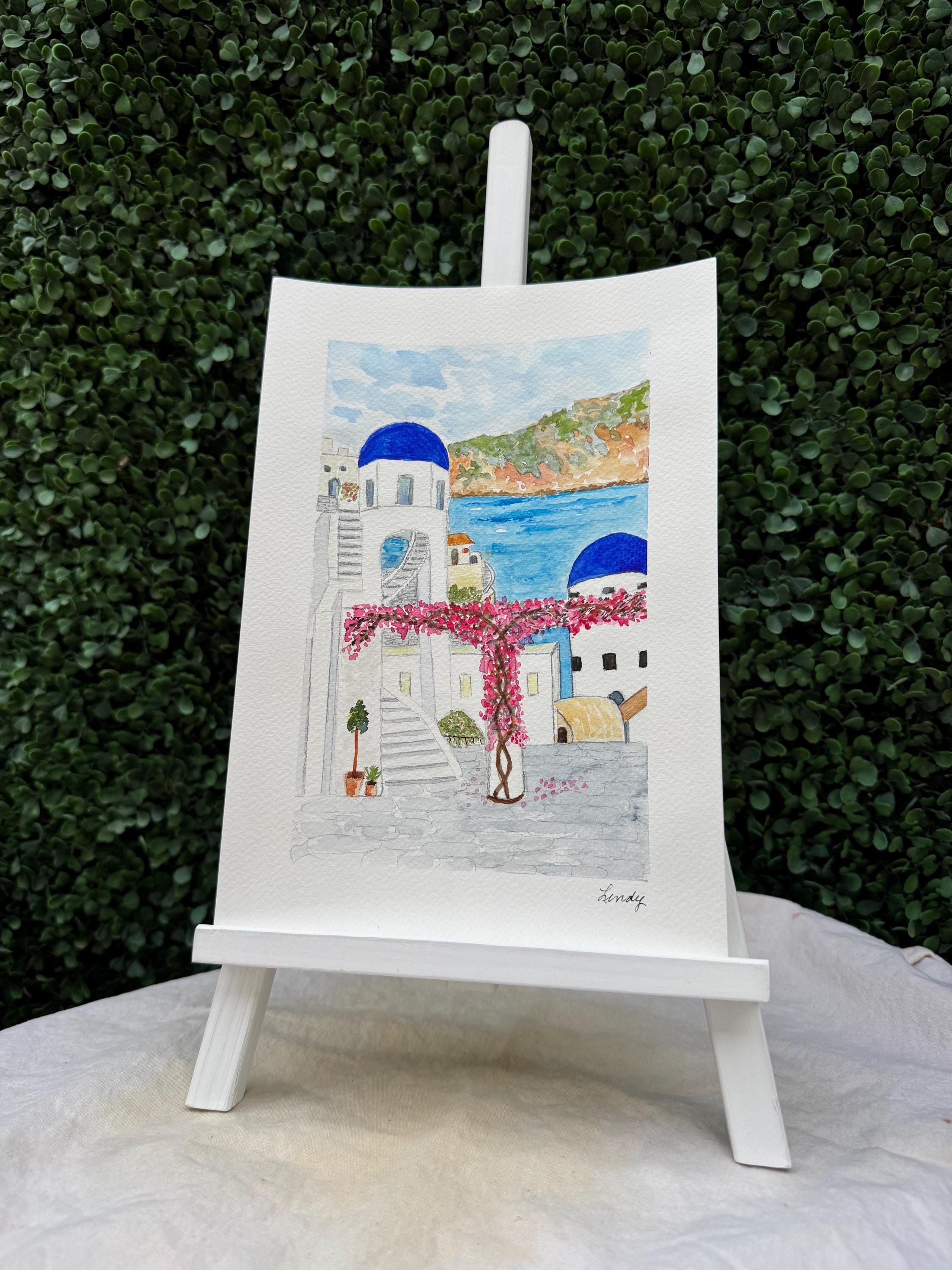 A Moment in Greece Original Watercolor Painting – 7x10 Mediterranean Travel Wall Art