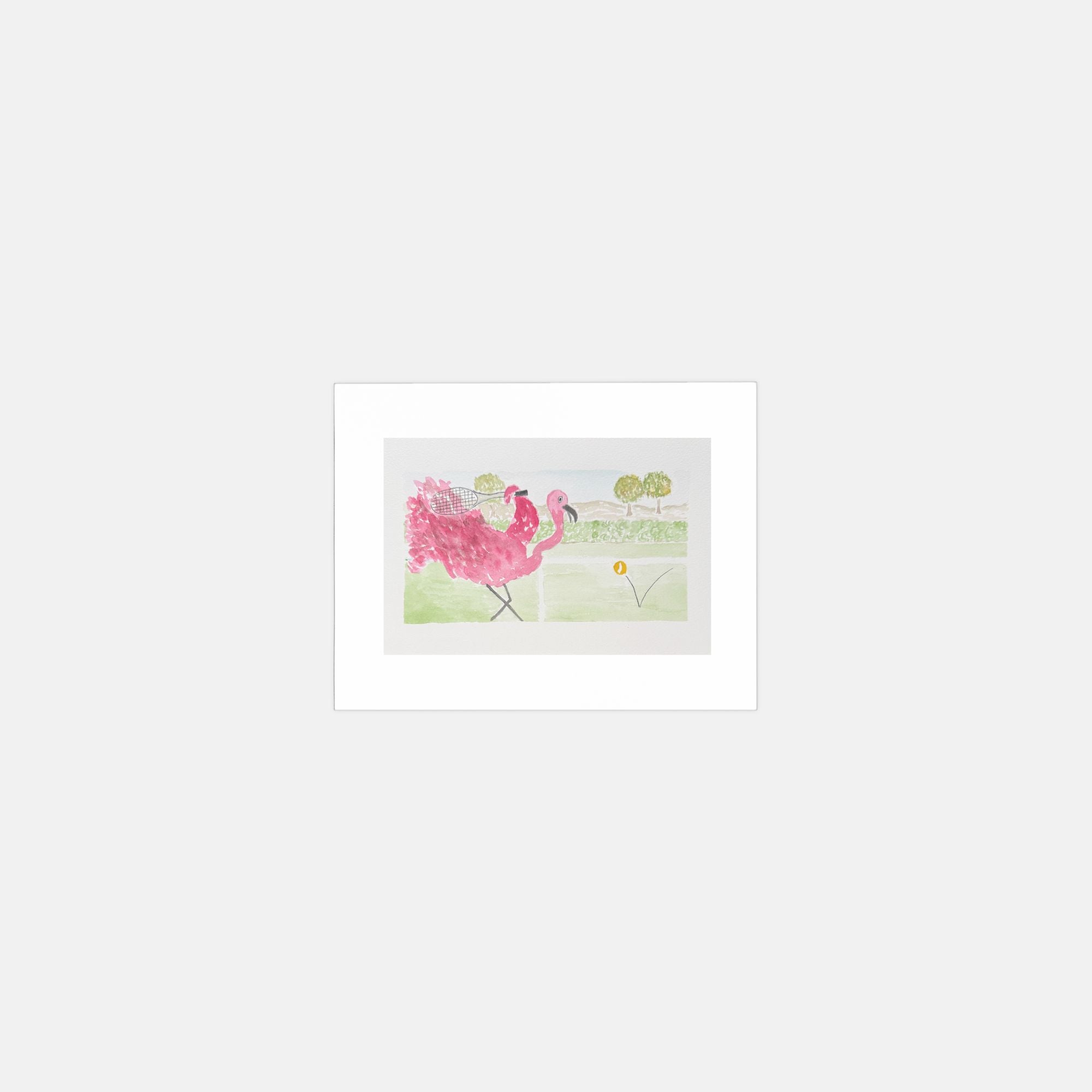 Flamingo Forehand watercolor cards, pack of 10 with envelopes — alternate view