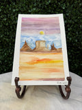 Monument Valley Abstract Watercolor Painting – 6x9 Southwest Canyon Wall Art