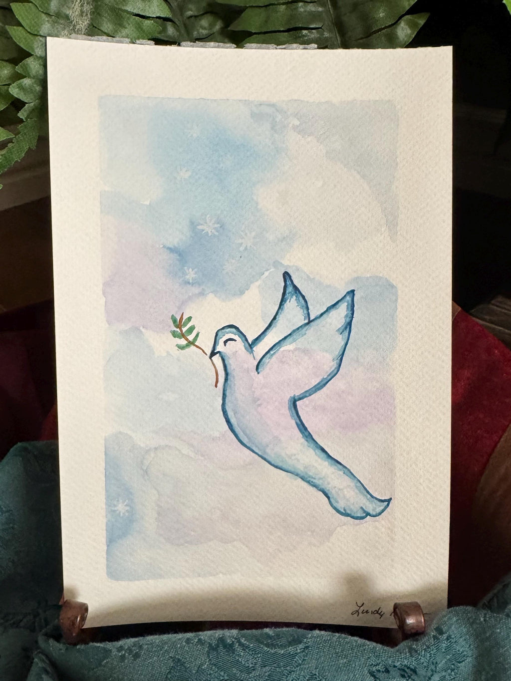 Peace Sign Original Watercolor Painting – 6x9 Inspirational Wall Art