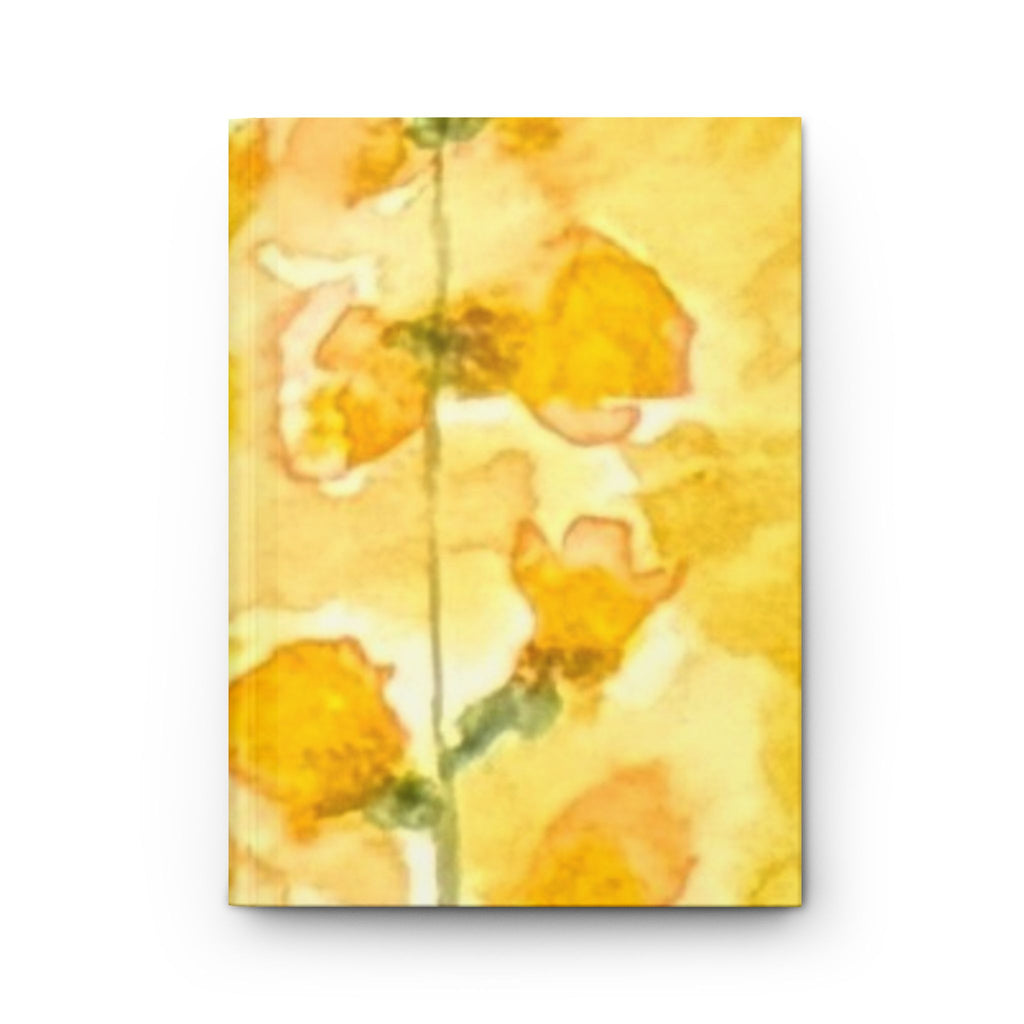 Yellow floral watercolor hardcover journal with matte wraparound cover, 5.75 x 8 inches