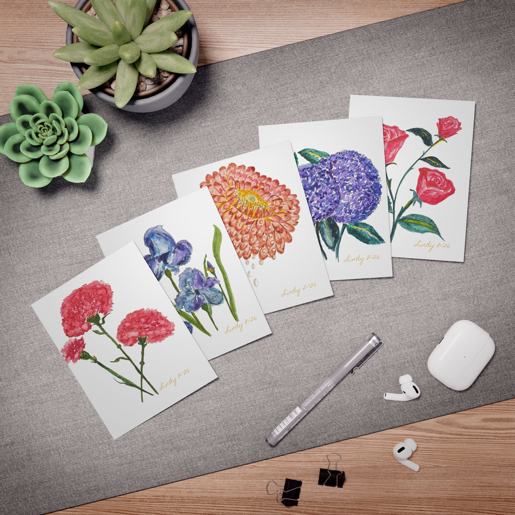 Posies watercolor cards, blank inside for your own message — additional view