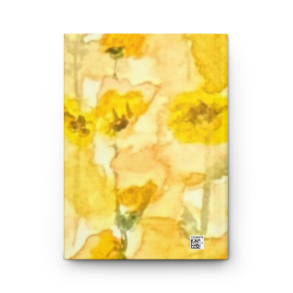 Yellow floral watercolor hardcover journal by The Robin's Path Studio, alternate view