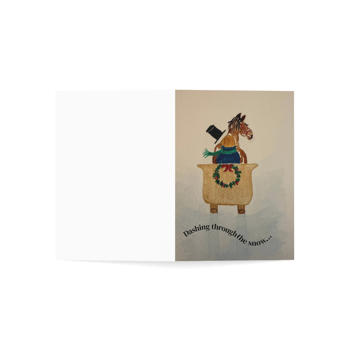 Dashing Through the Snow card with white envelope