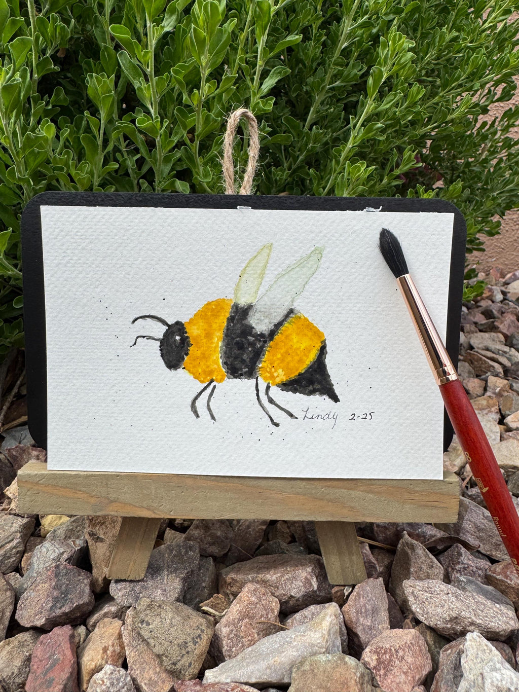Bumble Bee Original Watercolor Painting – 4x6 Nature Garden Wall Art, Bee Gift