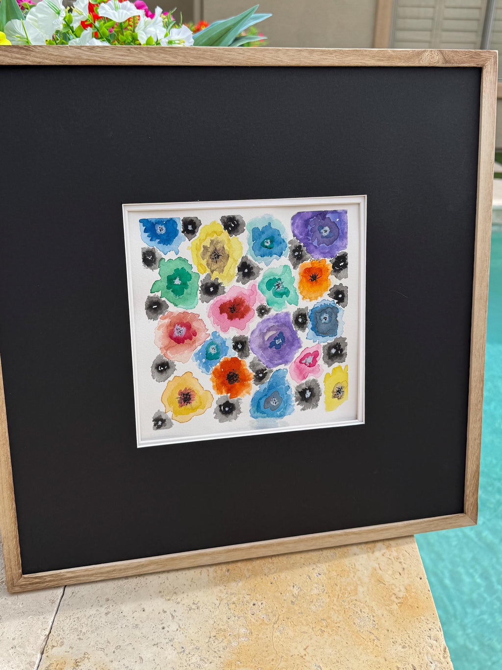 Chihuly-Inspired Original Watercolor Painting – 8x8 Colorful Glass Art Wall Décor