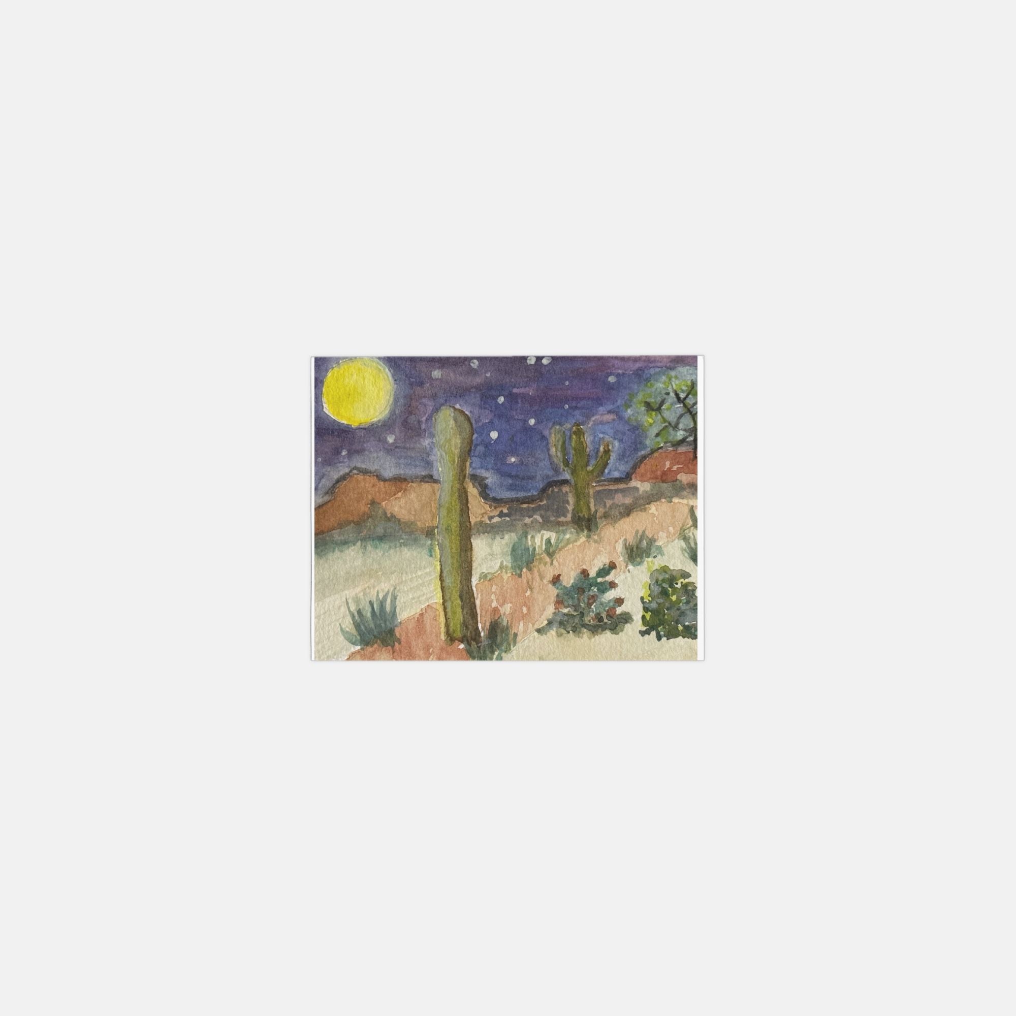 Arizona night desert watercolor greeting cards, pack of 10 with envelopes — alternate view
