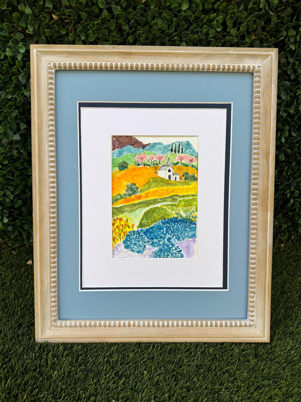 Little Country Church Original Watercolor Painting – 6x9 Whimsical Farmhouse Wall Art