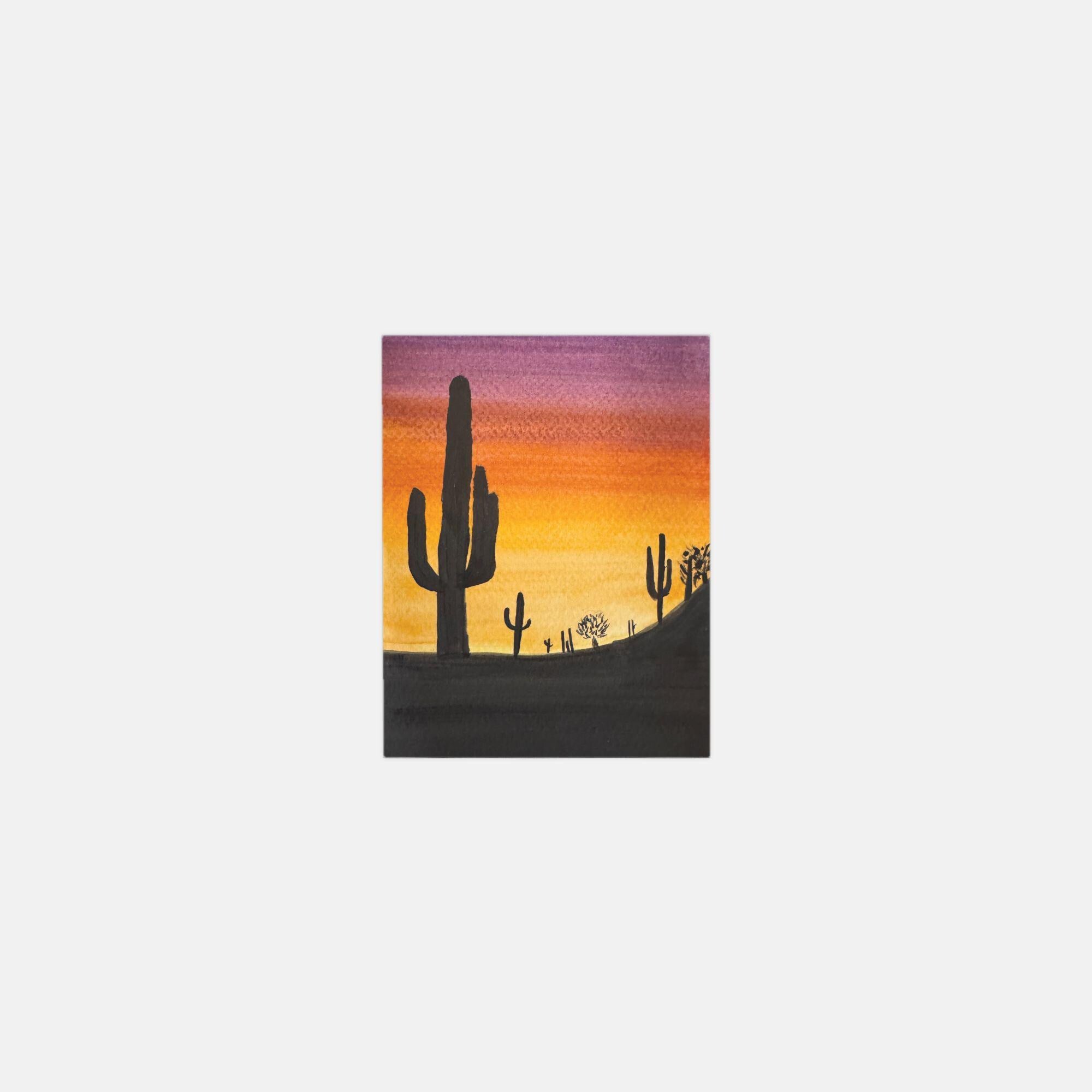 Arizona Desert Sunset Watercolor Greeting Cards – Pack of 10, Southwest Note Cards