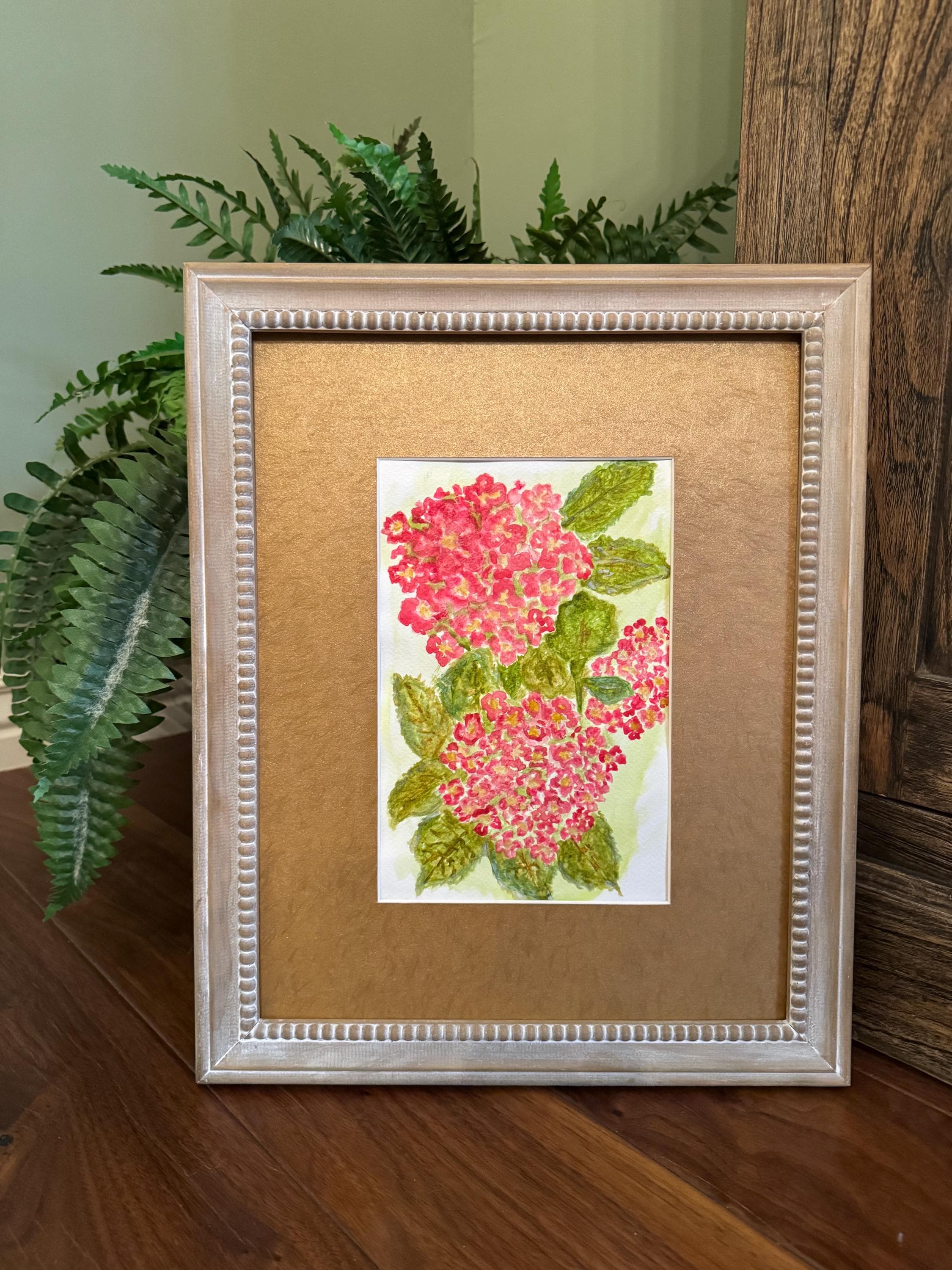 Pink Hydrangeas Original Watercolor Painting – 7x10 Floral Garden Wall Art