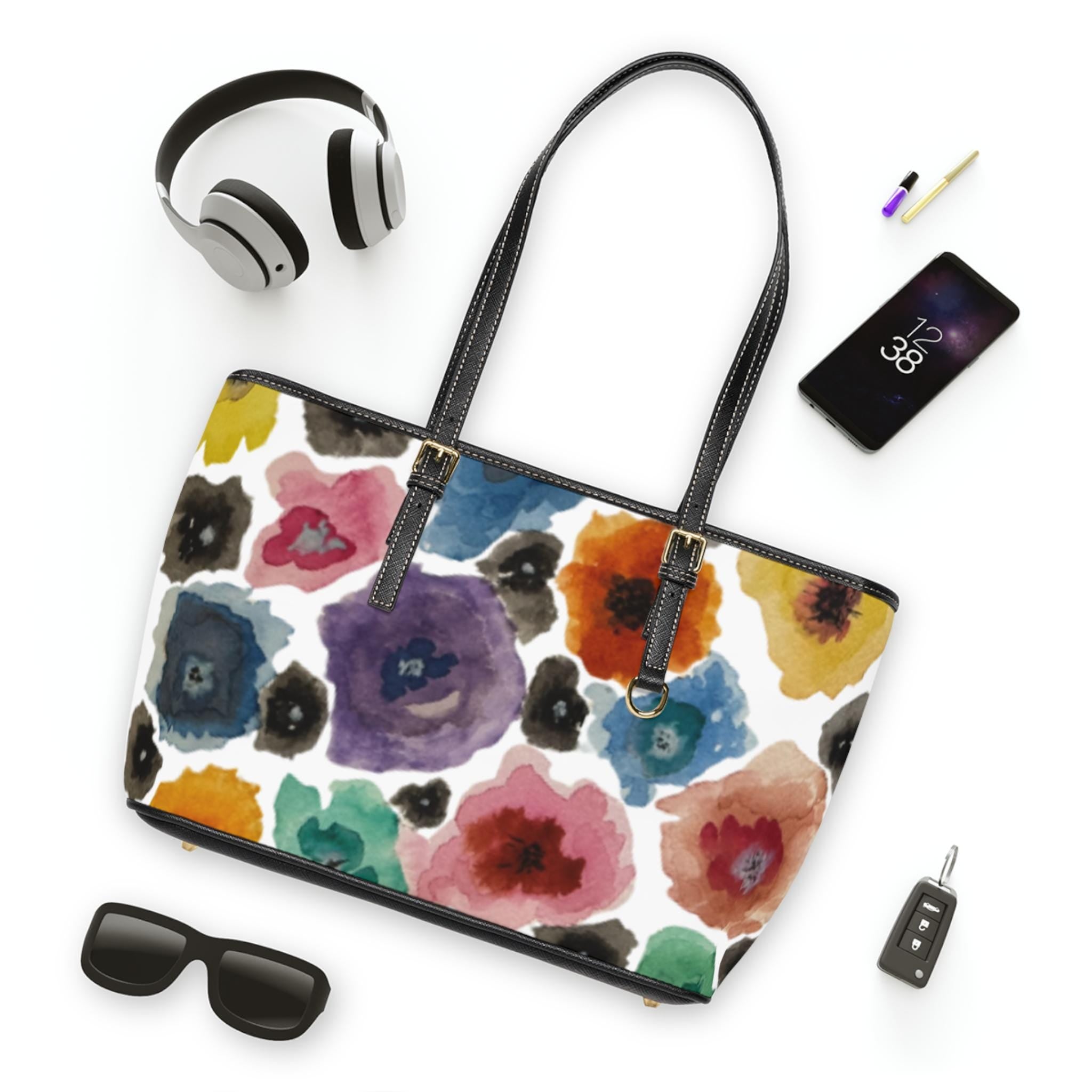 Chihuly-Inspired Floral PU Leather Shoulder Bag – Watercolor Art Tote, Gift for Her