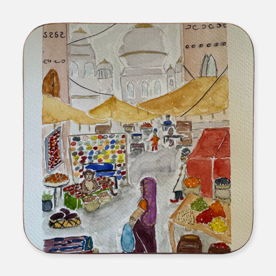 Watercolor art drink coasters, set of 4, made in the USA — additional view