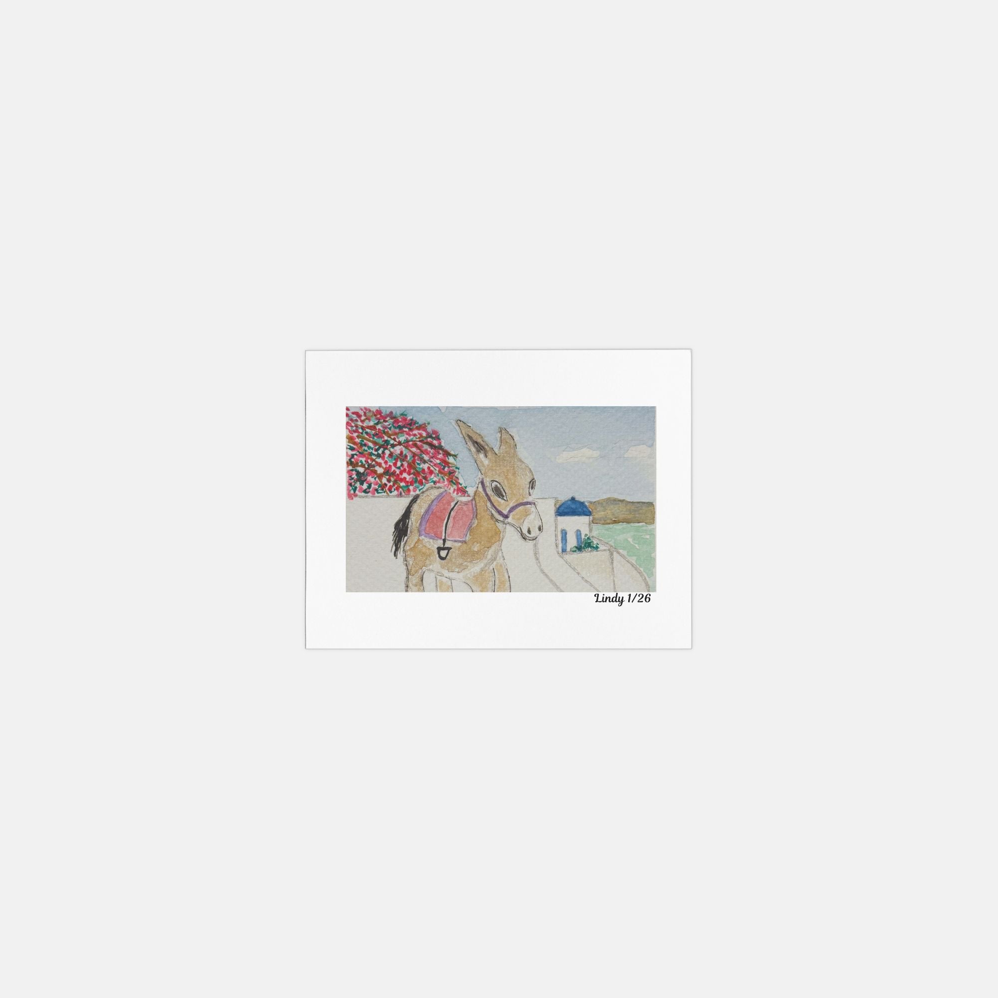 Watercolor donkey greeting cards, pack of 10 with envelopes — alternate view