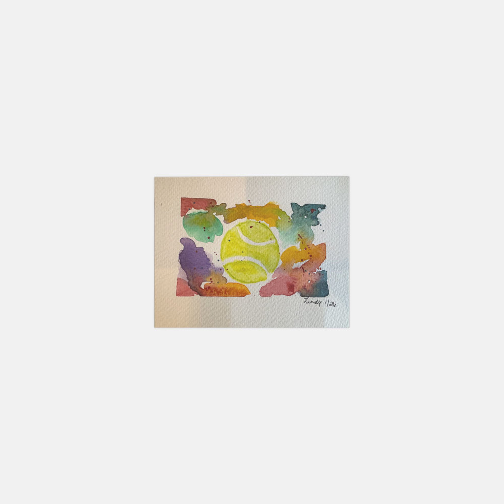 Watercolor tennis ball greeting cards, pack of 10 with envelopes — alternate view