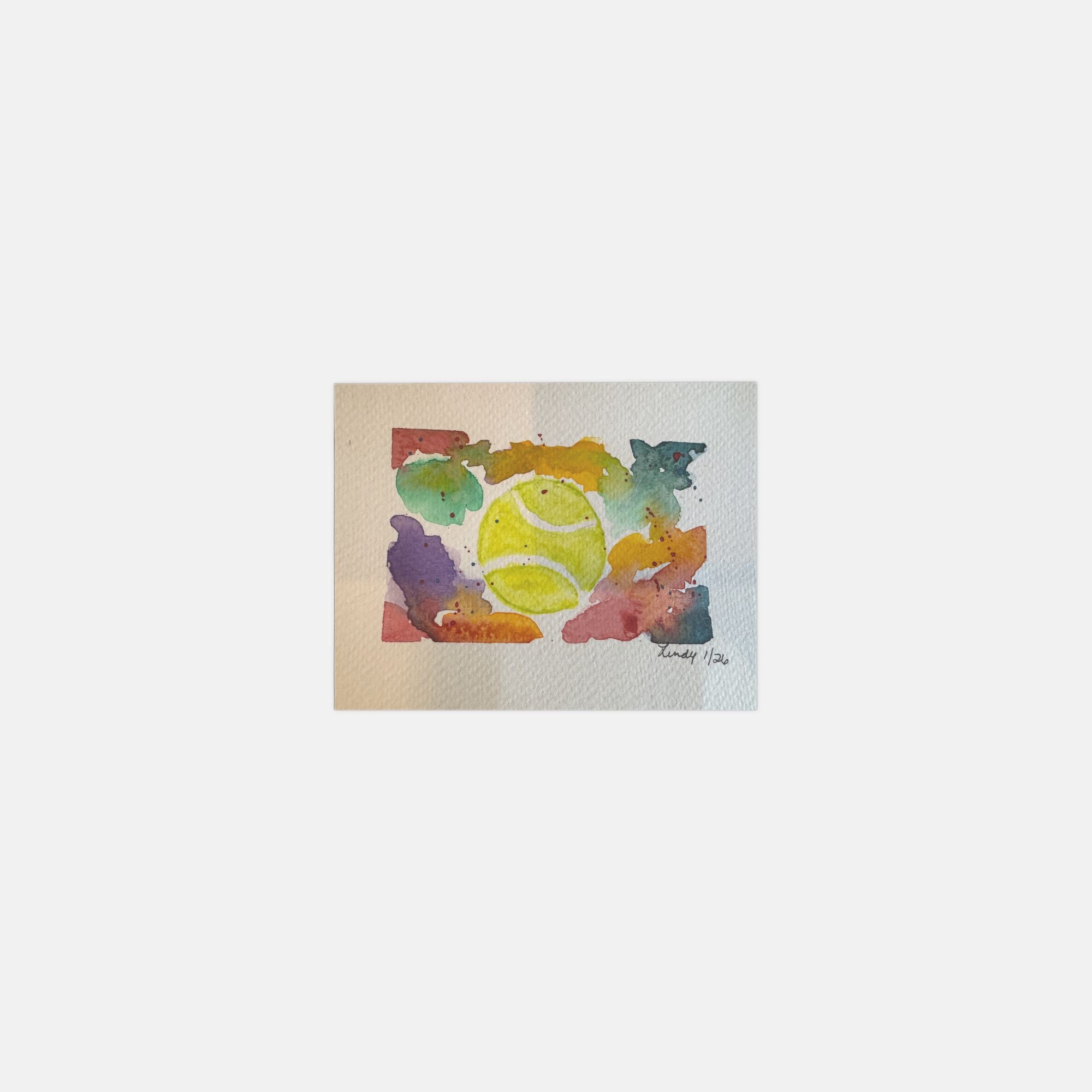 Watercolor tennis ball greeting cards, pack of 10 with envelopes — alternate view