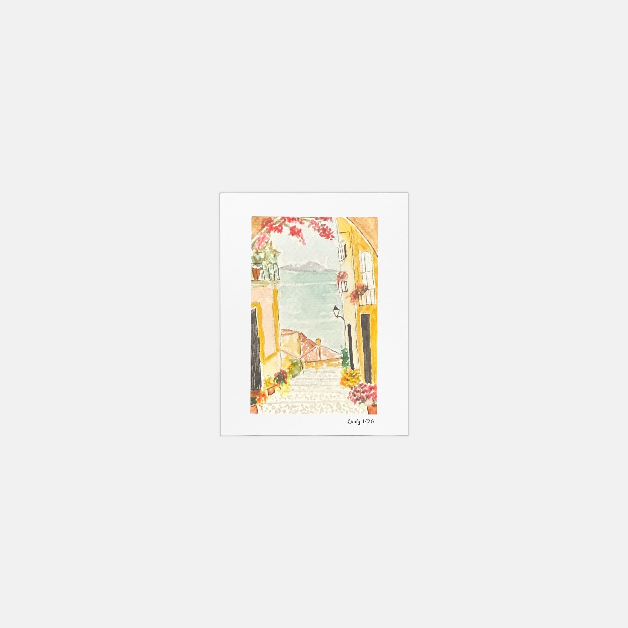 Spanish street scene watercolor greeting cards, pack of 10 with envelopes — alternate view
