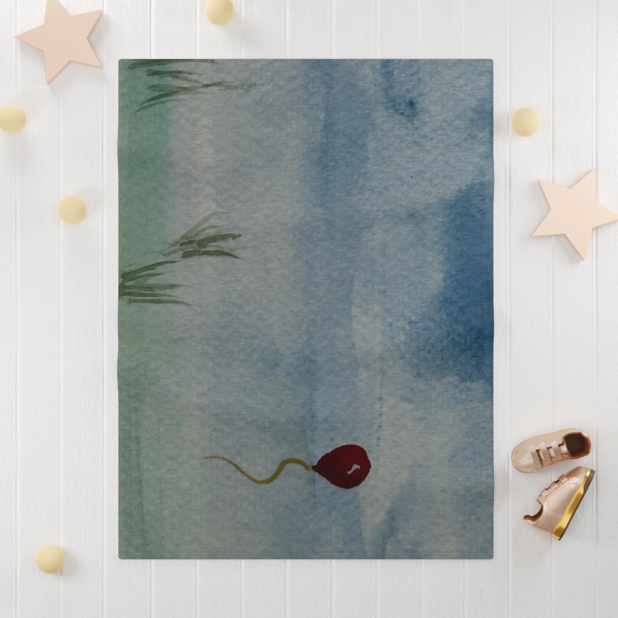 Watercolor Fleece Baby Blanket – 30x40 Nursery Throw, Newborn Baby Shower Gift
