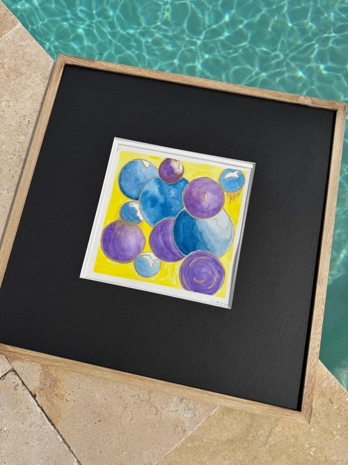 Bubbles Original Watercolor Painting – 8x8 Whimsical Wall Art for Nursery or Playroom