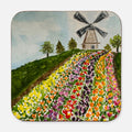 Watercolor art hardboard coasters, set of 4, 3.5 inches square