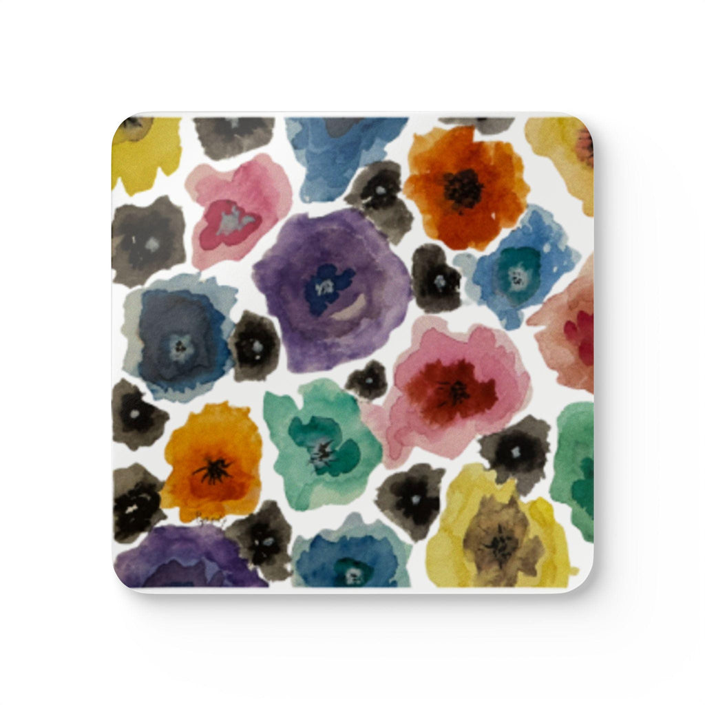 Chihuly-Inspired Floral Cork Coaster Set – Set of 4, Watercolor Art Housewarming Gift
