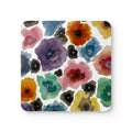 Chihuly-inspired floral square cork coaster set of 4, 3.75 inches square