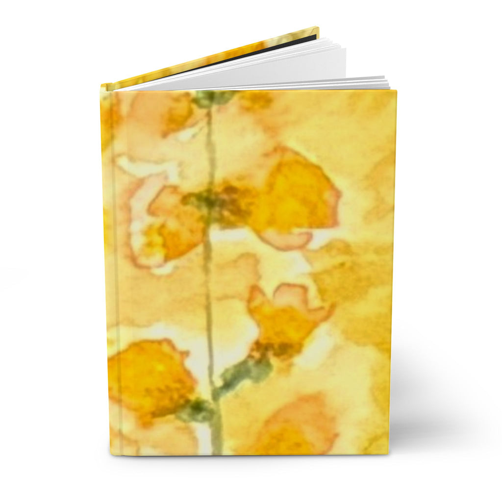 Yellow floral watercolor journal with 150 blank pages, printed from an original watercolor painting
