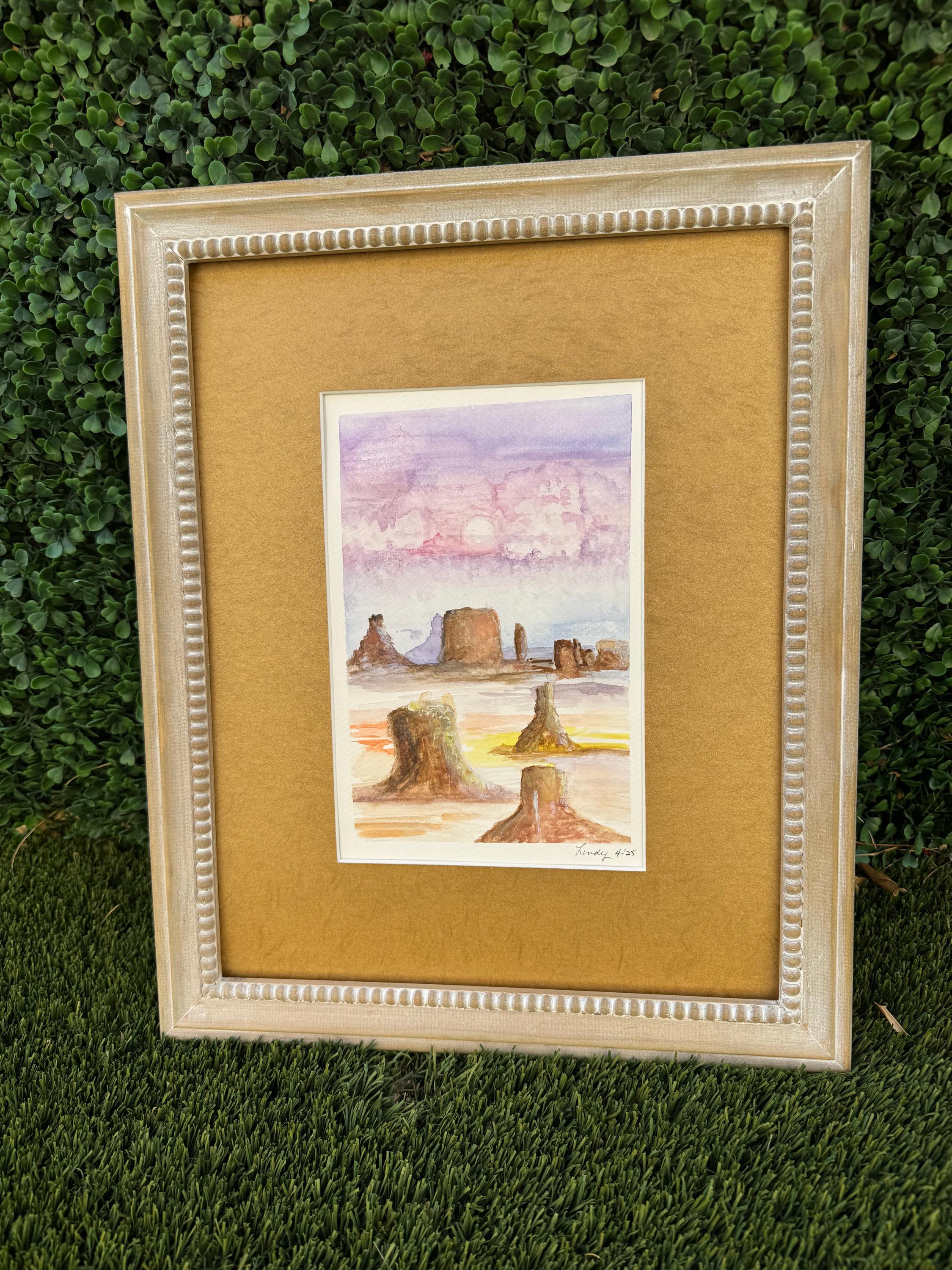 Abstract Monument Valley Original Watercolor – 6x9 Southwest Pastel Wall Art