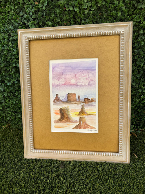 Abstract Monument Valley Original Watercolor – 6x9 Southwest Pastel Wall Art