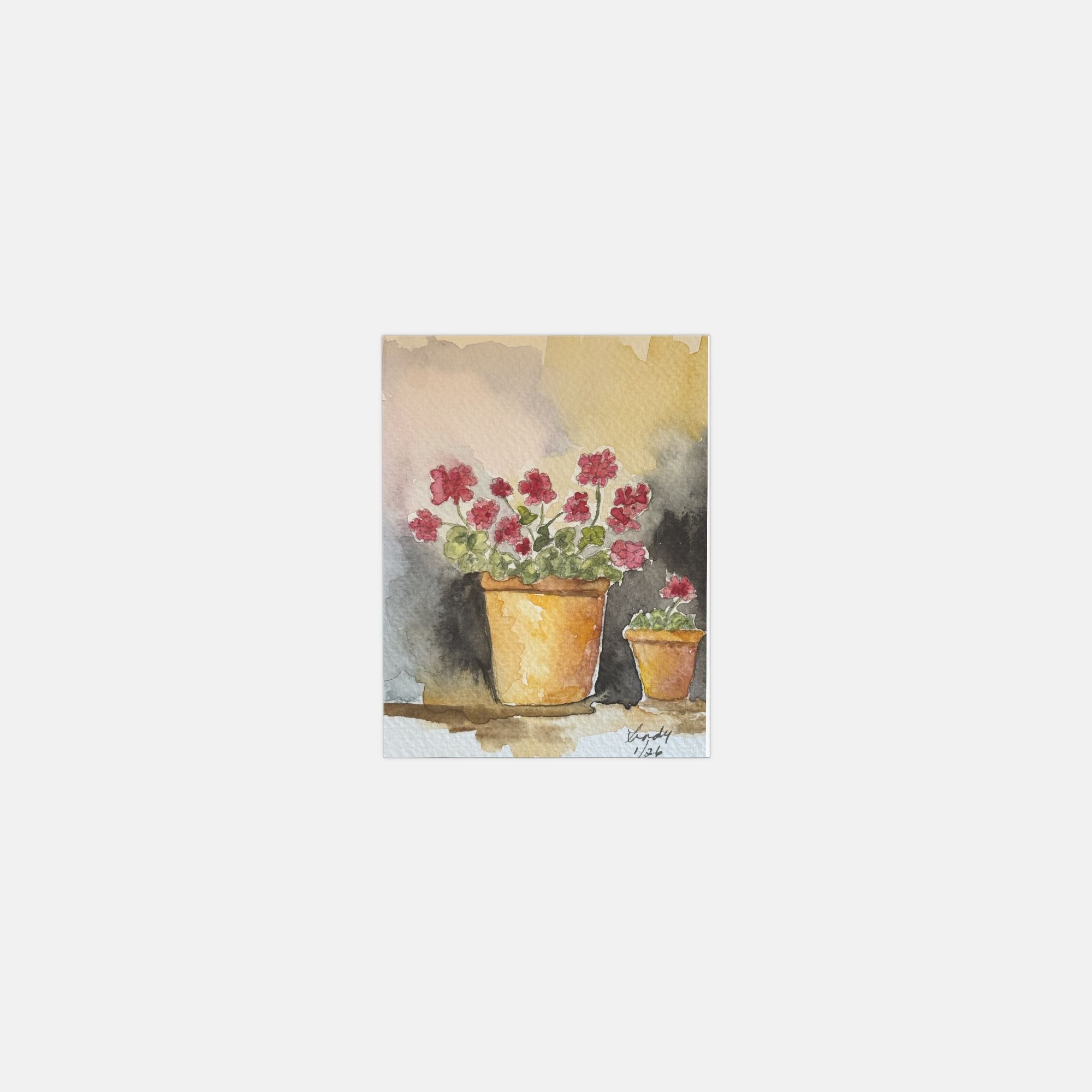 Hand-painted blank floral note cards, 4.25 x 5.5 inches — additional view