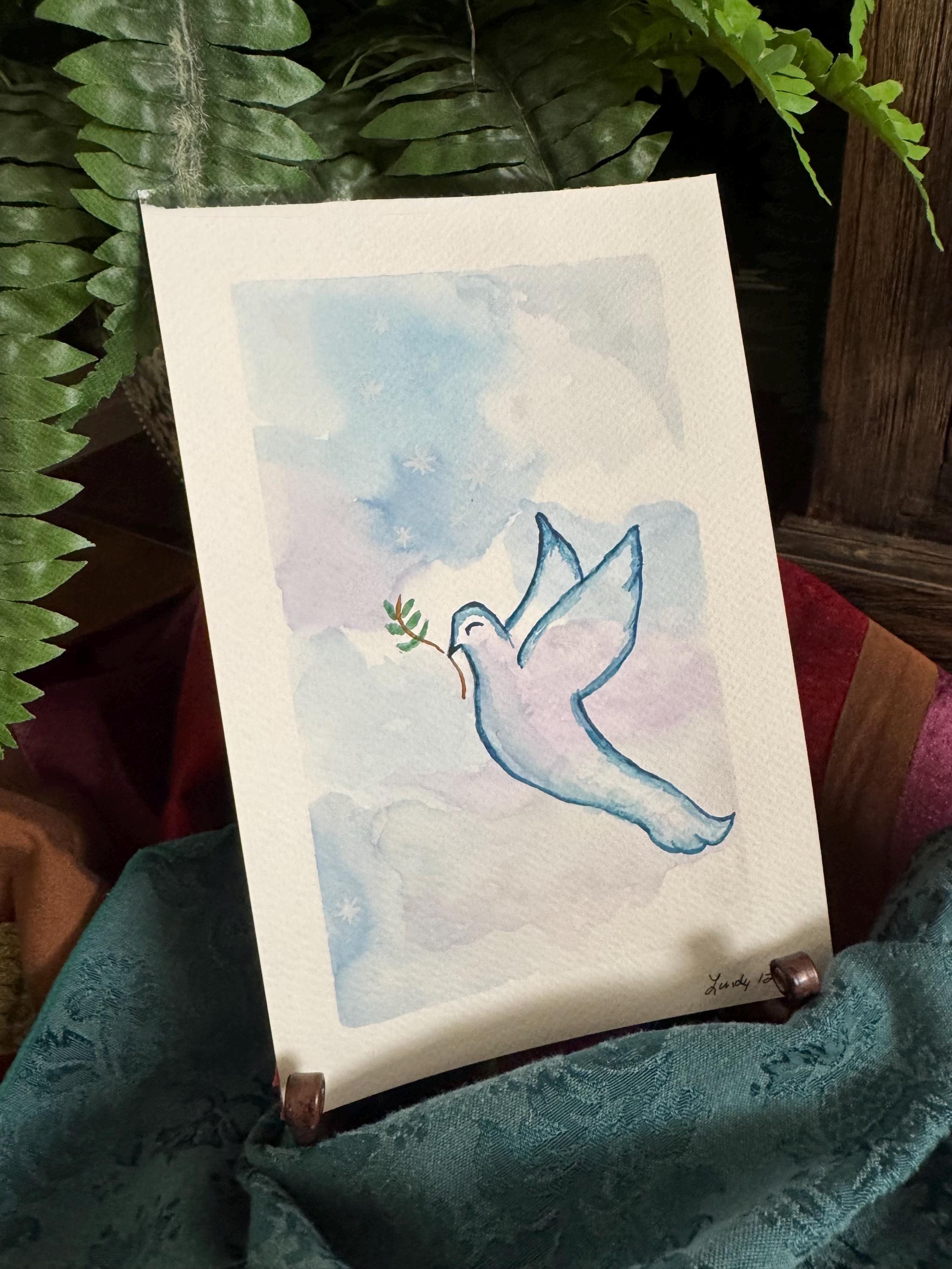Peace Sign Original Watercolor Painting – 6x9 Inspirational Wall Art