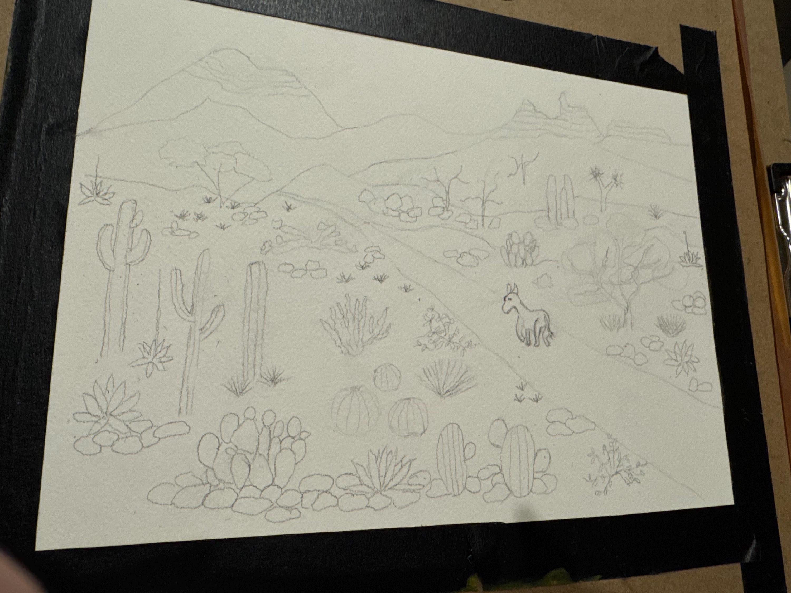 Desert Donkey Original Watercolor Painting – 9x12 Whimsical Southwest Wall Art
