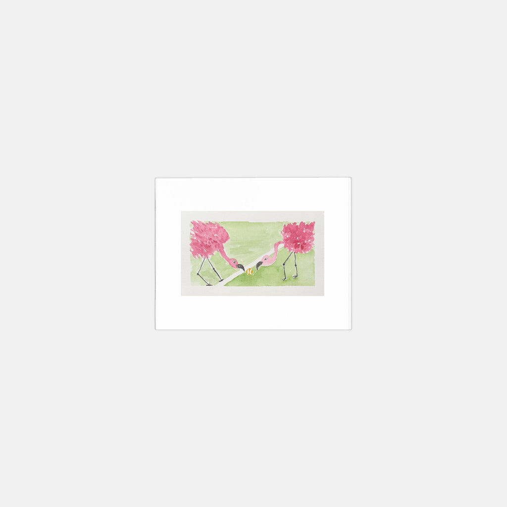 Flamingo watercolor greeting cards, pack of 10 with envelopes — alternate view