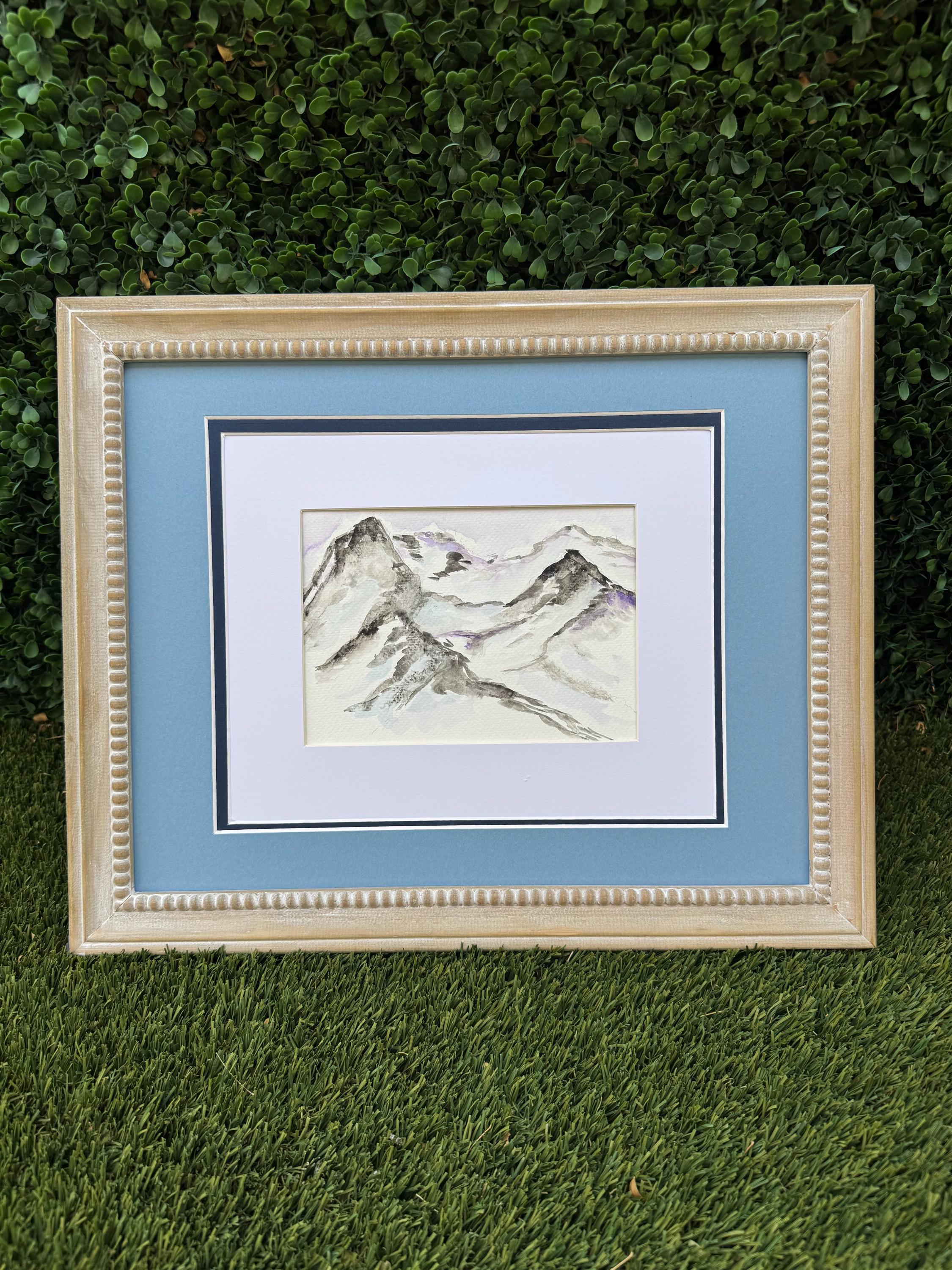 Purple Mountain Majesty Original Watercolor Painting – 6x10 Mountain Landscape Wall Art