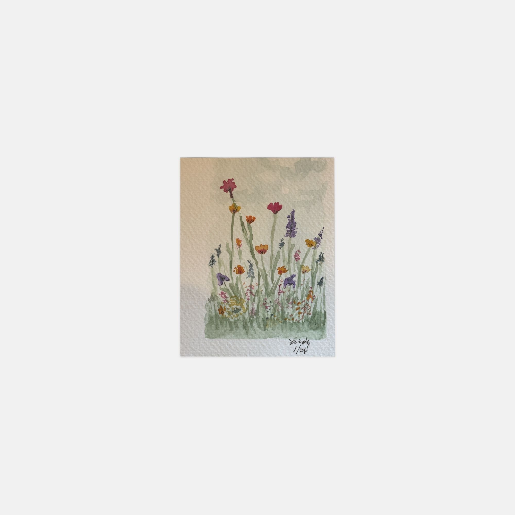 Wildflowers watercolor greeting cards, pack of 10 with envelopes — alternate view