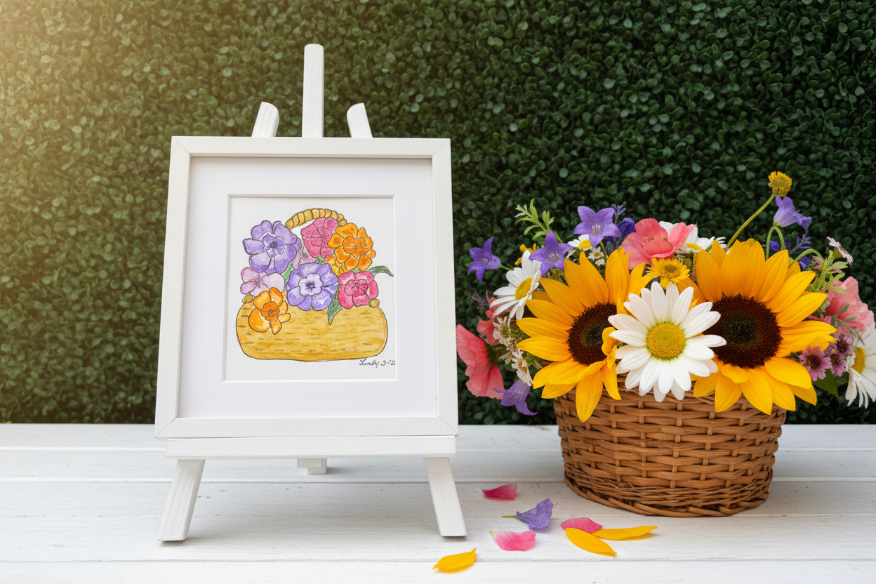 Basket of Colorful Flowers – Lifestyle Shot