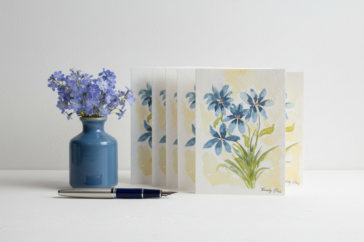 Blue Floral Cards Rotated