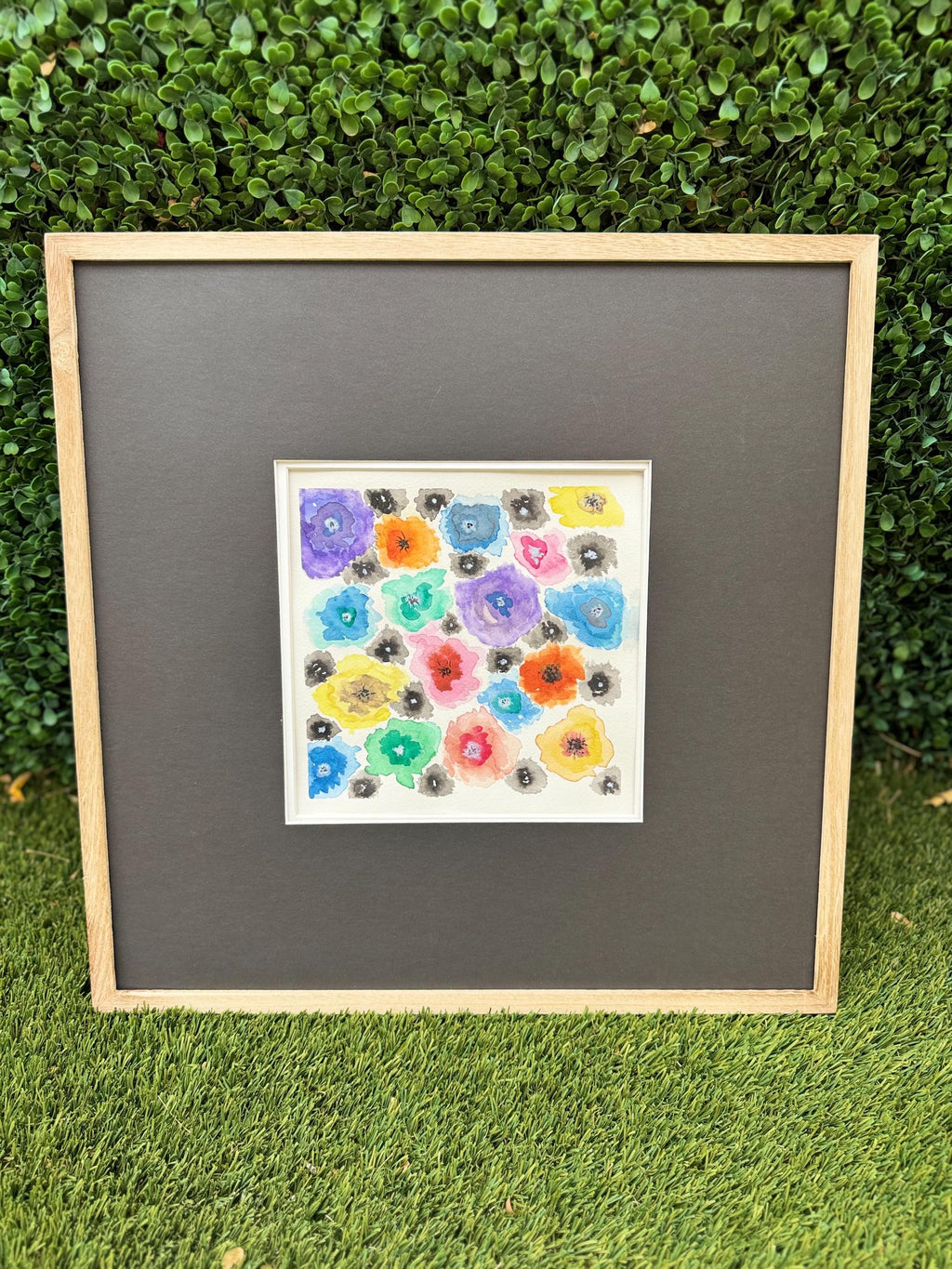 Chihuly-Inspired Original Watercolor Painting – 8x8 Colorful Glass Art Wall Décor