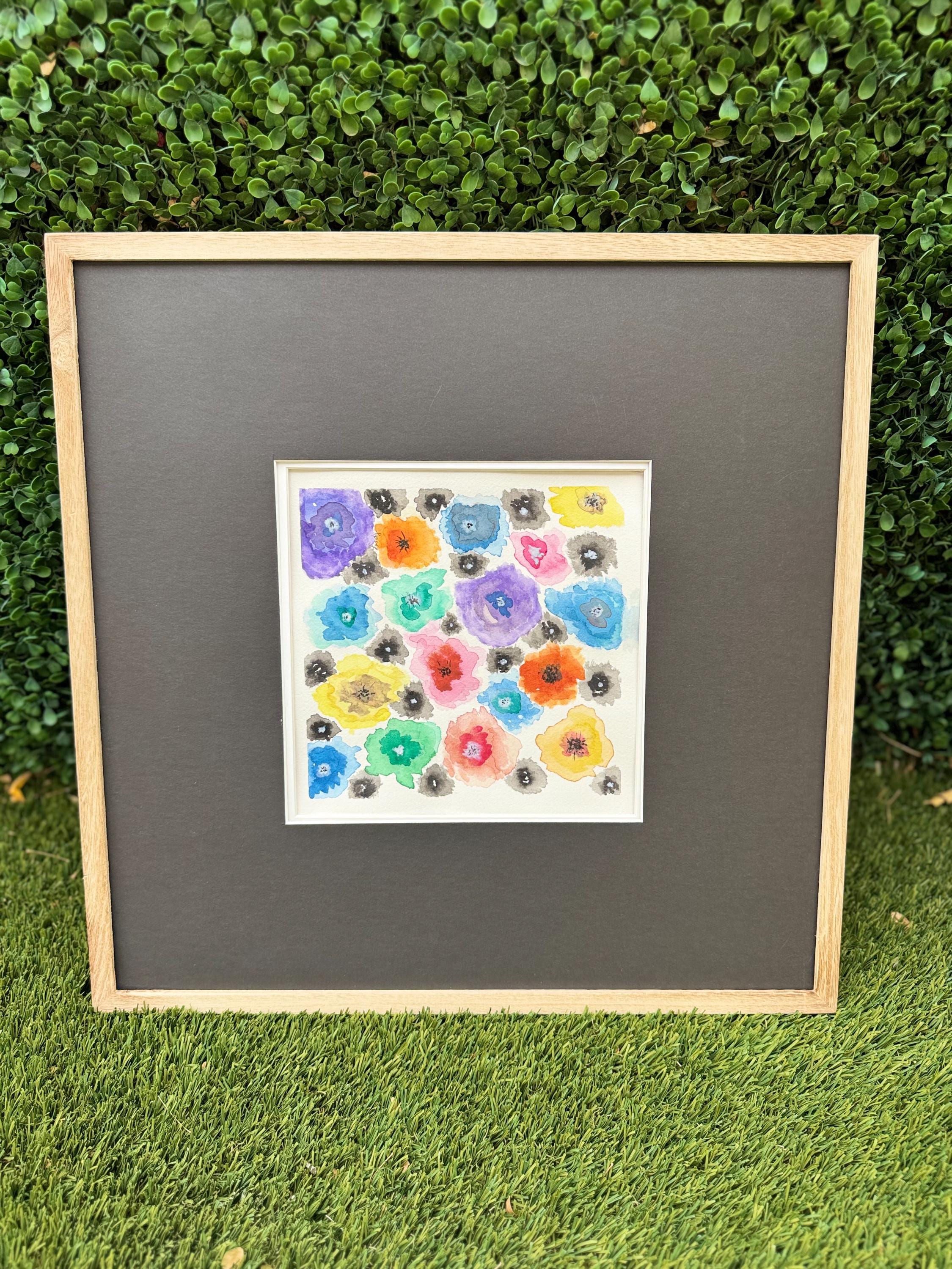 Chihuly-Inspired Original Watercolor Painting – 8x8 Colorful Glass Art Wall Décor