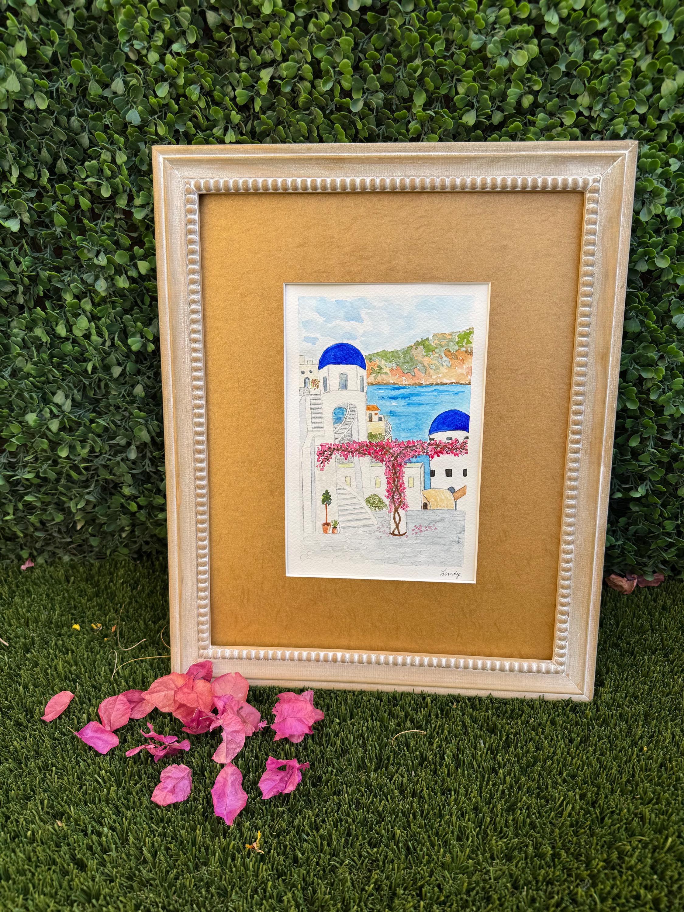 A Moment in Greece Original Watercolor Painting – 7x10 Mediterranean Travel Wall Art