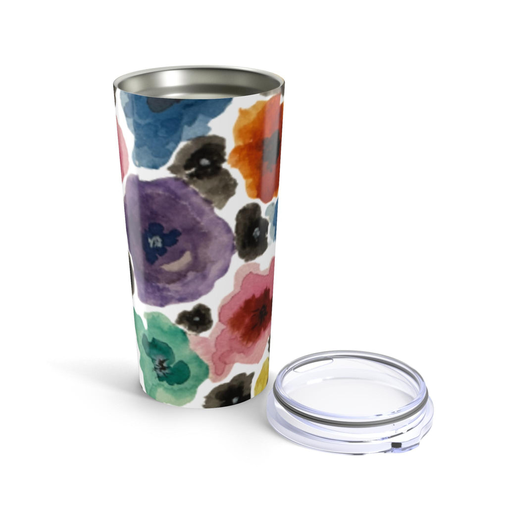 Floral Watercolor Tumbler – 20oz Insulated Stainless Steel, Watercolor Art Gift for Her