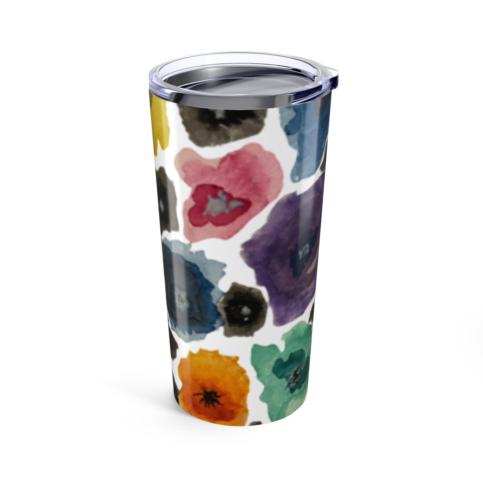 Floral Watercolor Tumbler – 20oz Insulated Stainless Steel, Watercolor Art Gift for Her