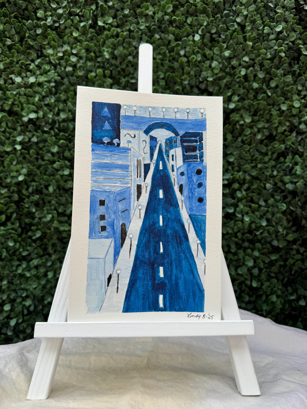 City Blues Original Watercolor Painting – 6x9 Jazz Urban Night Scene Wall Art