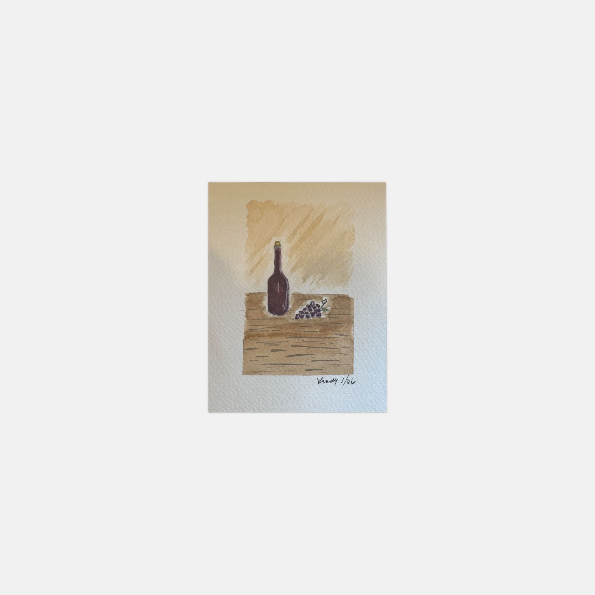 Watercolor wine bottle greeting cards, pack of 10 with envelopes — alternate view