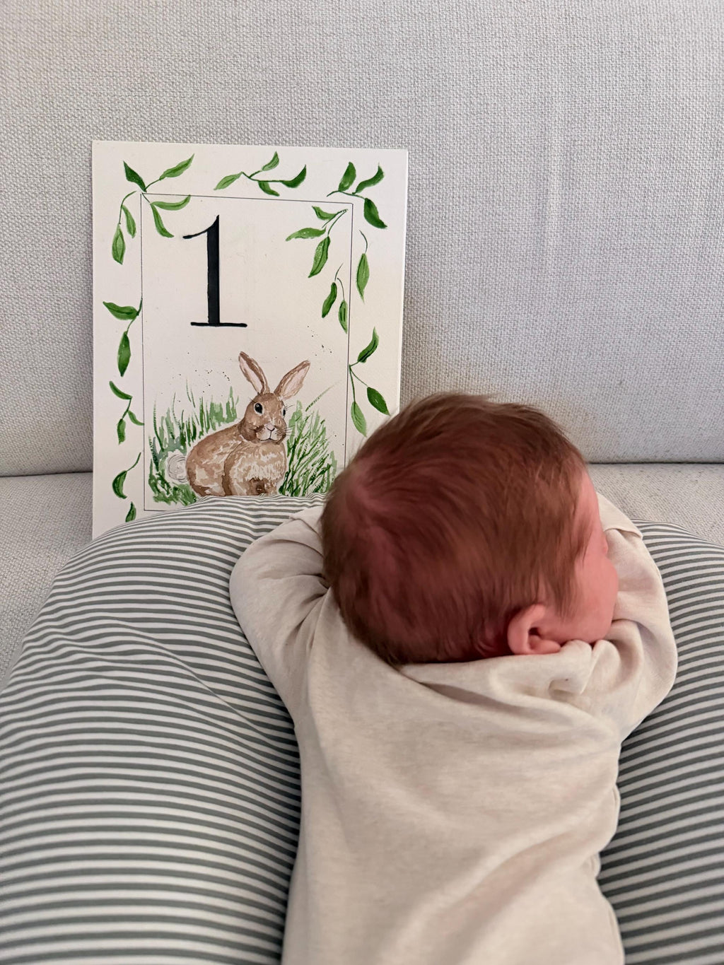 Custom Watercolor Baby Milestone Cards – Set of 12, One Per Month, Personalized Newborn Gift