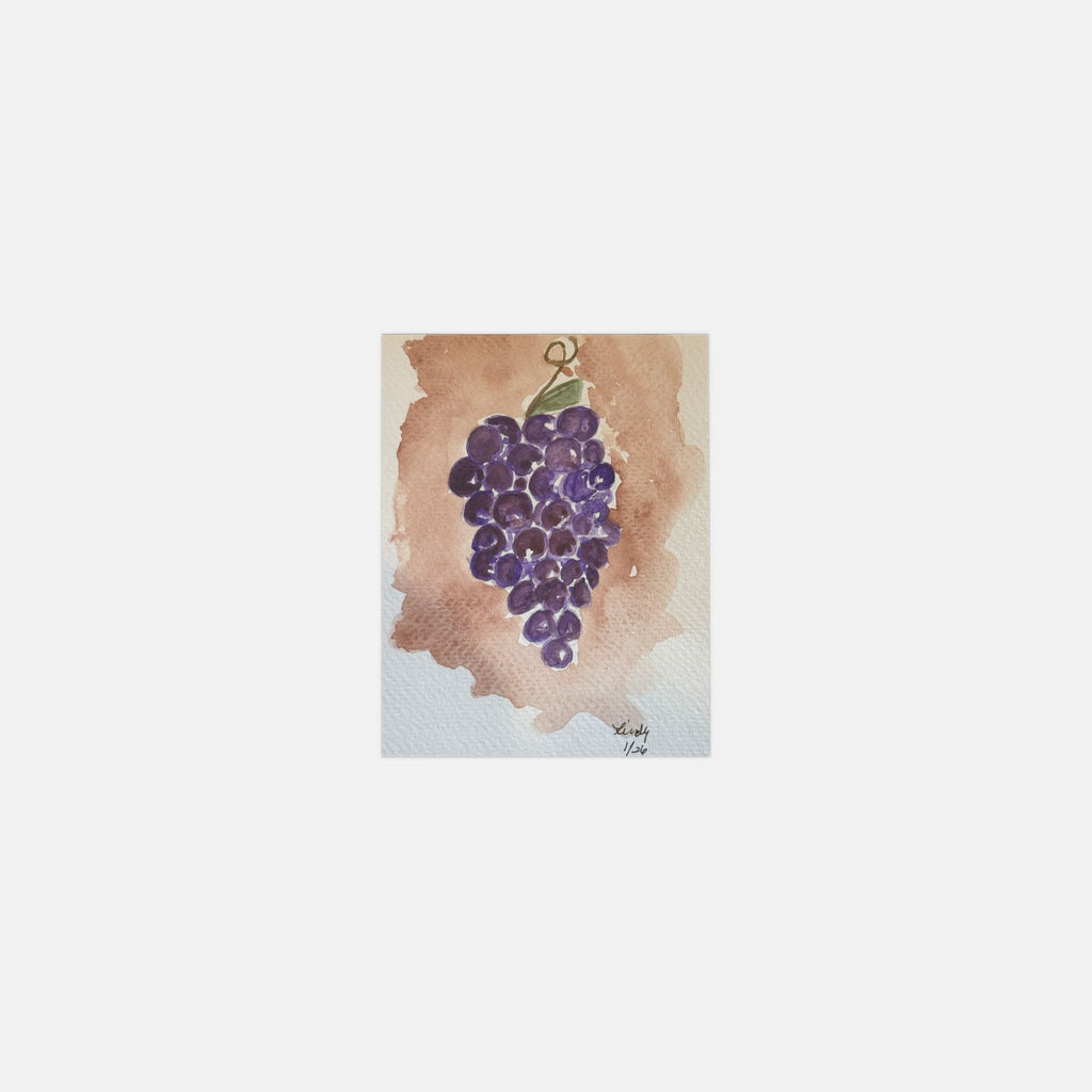 Watercolor grapes greeting cards, pack of 10 with envelopes — alternate view