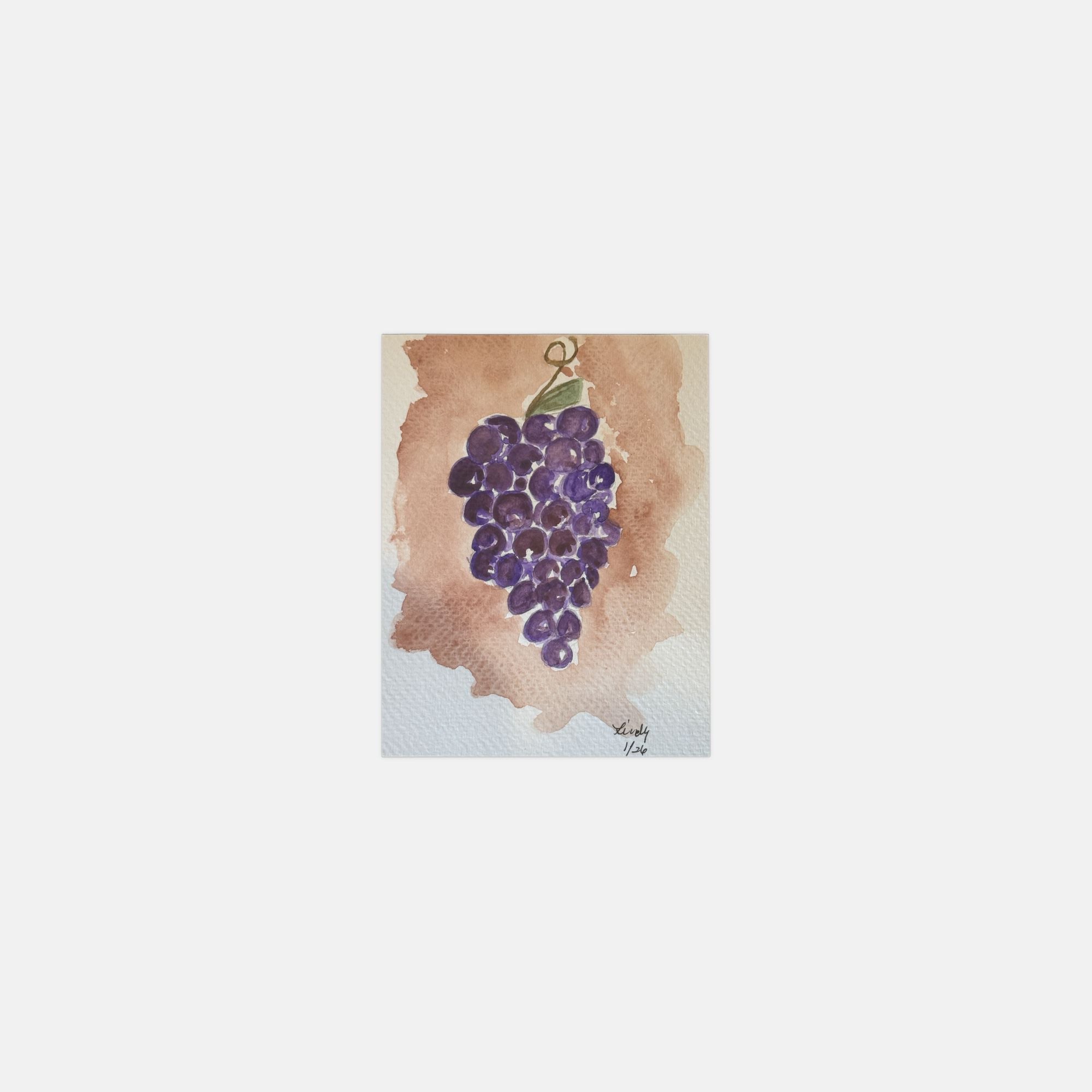 Watercolor grapes greeting cards, pack of 10 with envelopes — alternate view
