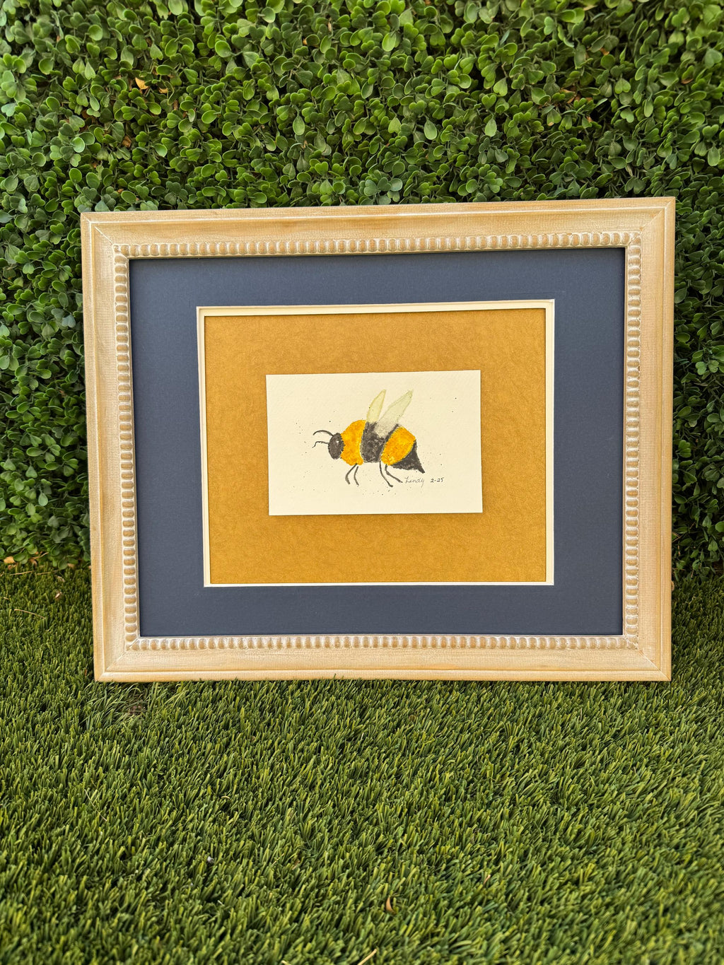 Bumble Bee Original Watercolor Painting – 4x6 Nature Garden Wall Art, Bee Gift