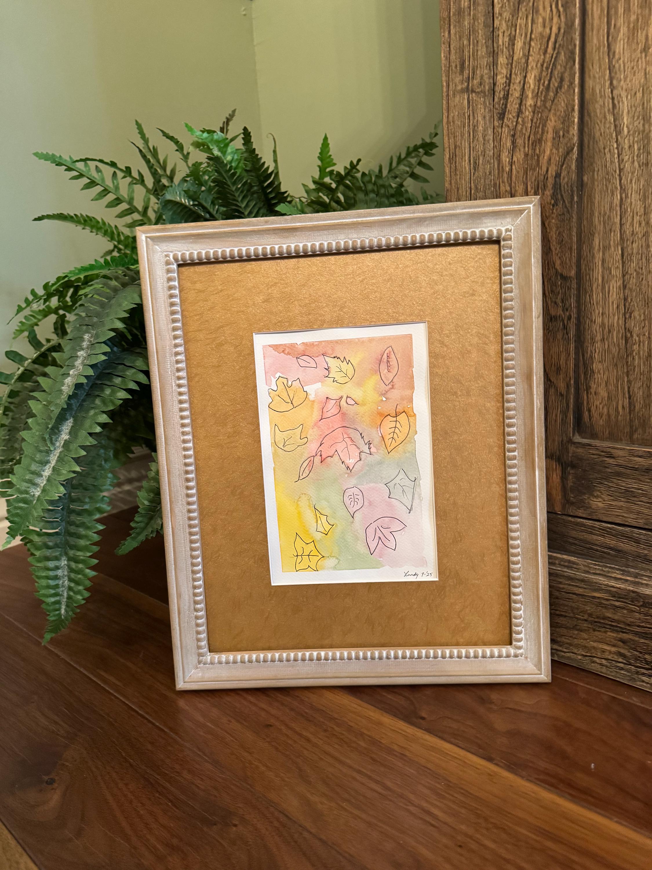 Falling Leaves Original Watercolor Painting – 7x10 Autumn Pastel Wall Art