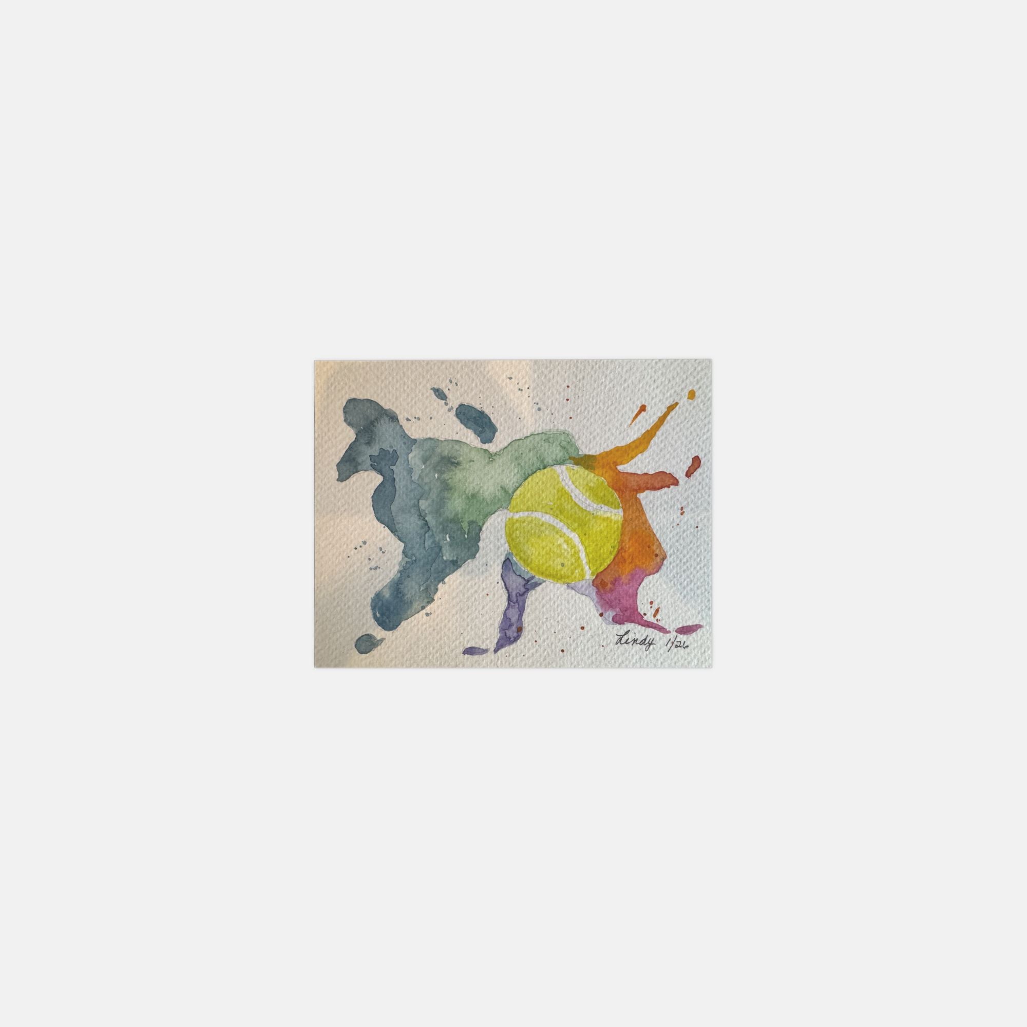 Splatter paint tennis ball watercolor cards, pack of 10 with envelopes — alternate view