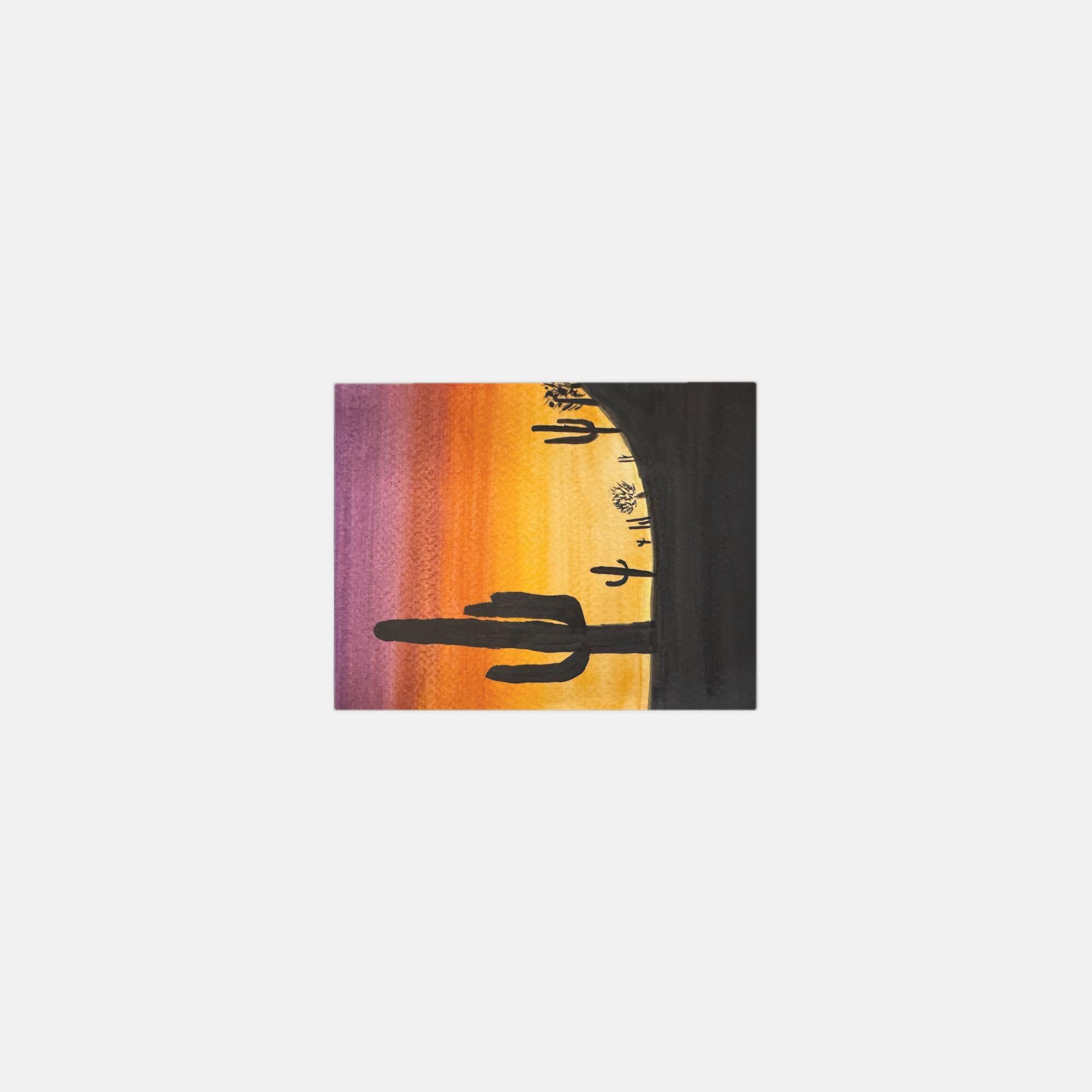 Arizona Desert Sunset Watercolor Greeting Cards – Pack of 10, Southwest Note Cards